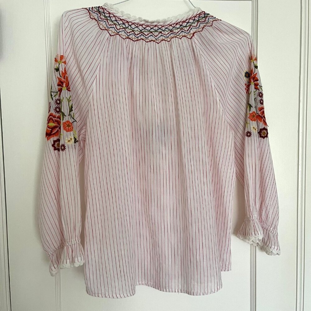 NWOT Velvet by Graham & Spencer Embroidered Peasant Blouse | Size Small - Picture 6 of 9